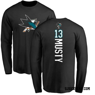 Black Men's Quentin Musty San Jose Sharks Backer Long Sleeve T-Shirt -