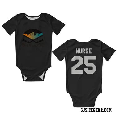 Black White San Jose Sharks Darnell Nurse   Newborn & Infant Bodysuit