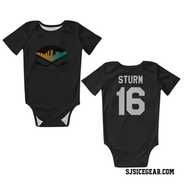 Black White San Jose Sharks Marco Sturm   Newborn & Infant Bodysuit