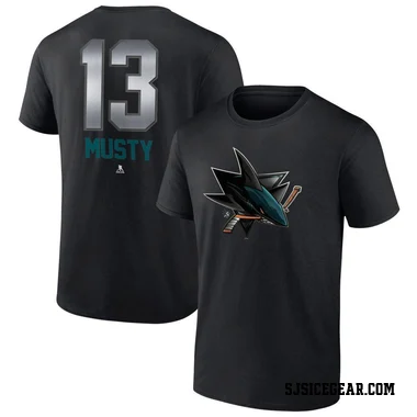 Black Youth Quentin Musty San Jose Sharks Midnight Mascot Logo T-Shirt