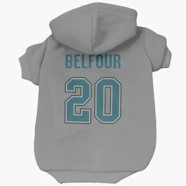 Gray San Jose Sharks Ed Belfour   Dog & Cat Pet Hoodie
