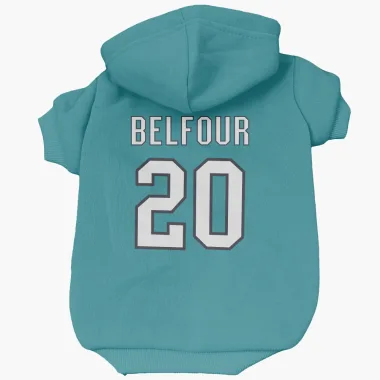 Teal San Jose Sharks Ed Belfour   Dog & Cat Pet Hoodie
