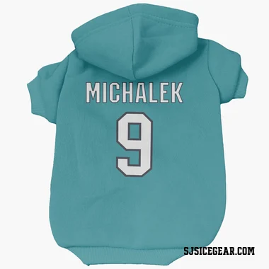 Teal San Jose Sharks Milan Michalek   Dog & Cat Pet Hoodie