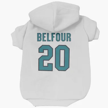 White San Jose Sharks Ed Belfour   Dog & Cat Pet Hoodie